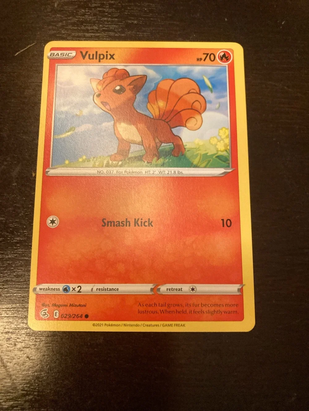 Pokemon Vulpix Card — Orange and Yellow Fire-Type